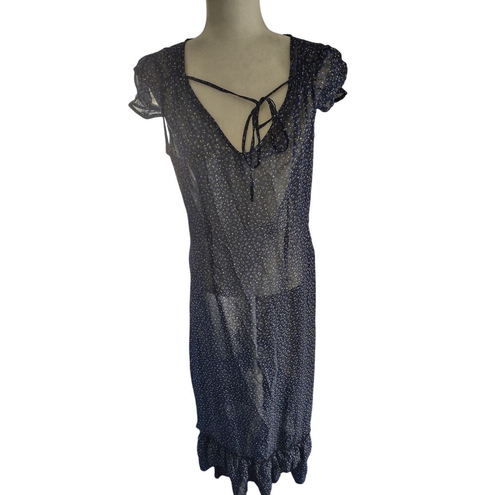 Olsenboye Sheer Floral Maxi‎ Dress Large Cottage Romantic Bohemian Lightweight